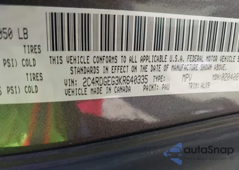 2019 Dodge Grand Caravan Gt from USA, damaged, VIN 2C4RDGEG3KR640335